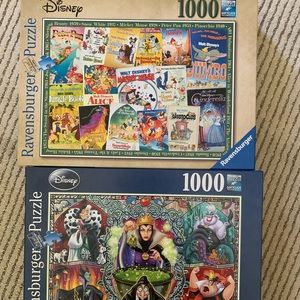 ❌SOLD Disney Ravensburger Puzzles - Lot of 2. 1000 Piece - Villains - Vintage